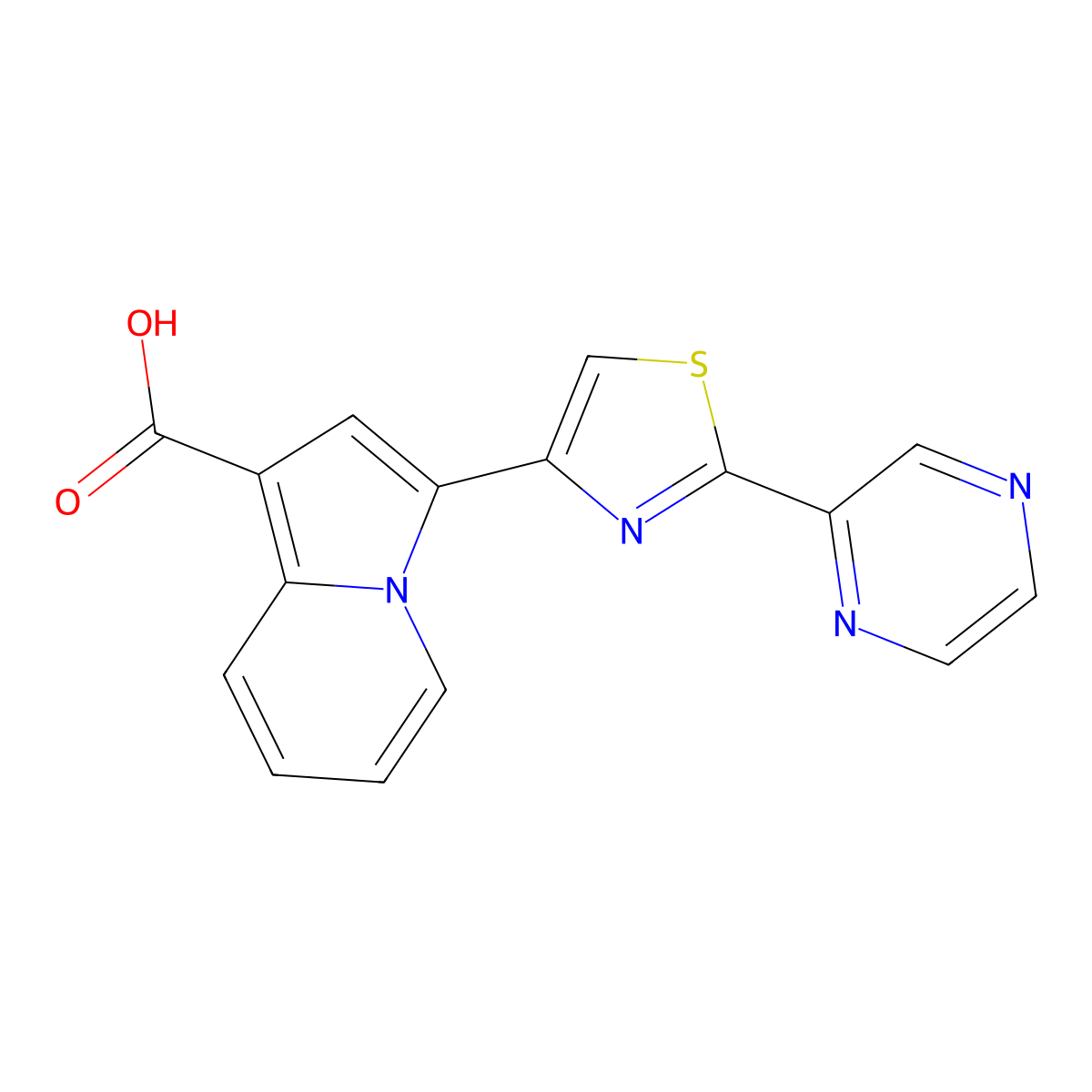 3-(2-(Pyrazin-2-Yl)Thiazol-4-Yl)Indolizine-1-Carboxylic Acid molecular structure, CAS 1422139-61-4