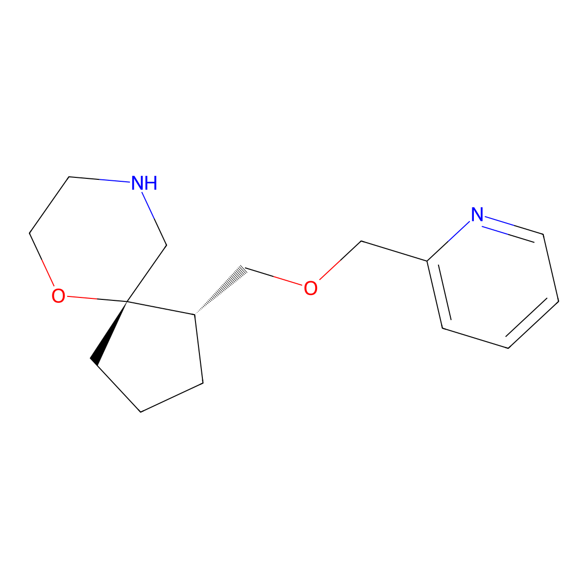 (1S,5S)-1-((pyridin-2-ylmethoxy)methyl)-6-oxa-9-azaspiro[4.5]decane molecular structure, CAS 1422139-64-7