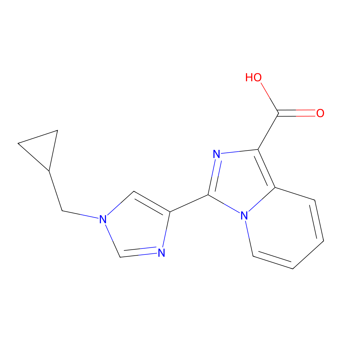 3-(1-(Cyclopropylmethyl)-1H-imidazol-4-yl)imidazo[1,5-a]pyridine-1-carboxylic acid molecular structure, CAS 1422139-66-9
