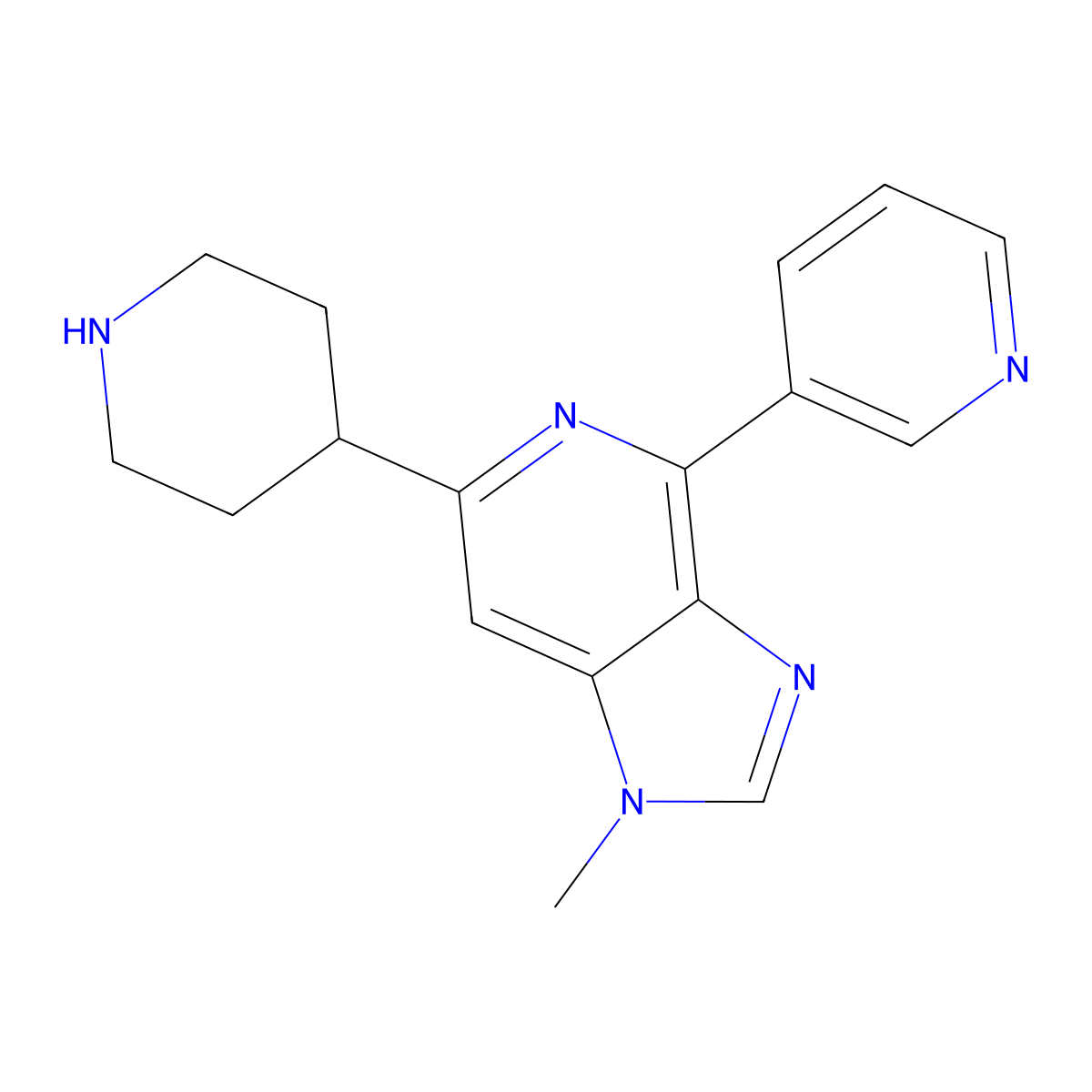 1-Methyl-6-(piperidin-4-yl)-4-(pyridin-3-yl)-1H-imidazo[4,5-c]pyridine molecular structure, CAS 1422139-71-6