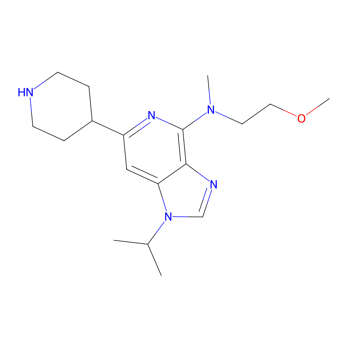 1-Isopropyl-N-(2-Methoxyethyl)-N-Methyl-6-(Piperidin-4-Yl)-1H-Imidazo[4,5-C]Pyridin-4-Amine molecular structure, CAS 1422139-75-0