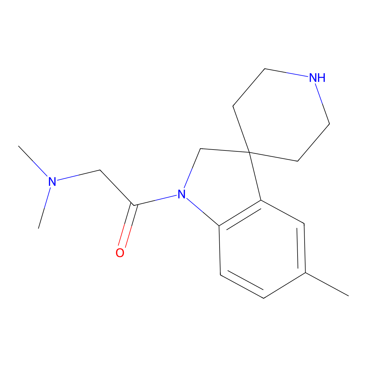 2-(Dimethylamino)-1-(5-methylspiro[indoline-3,4'-piperidin]-1-yl)ethanone molecular structure, CAS 1422139-78-3