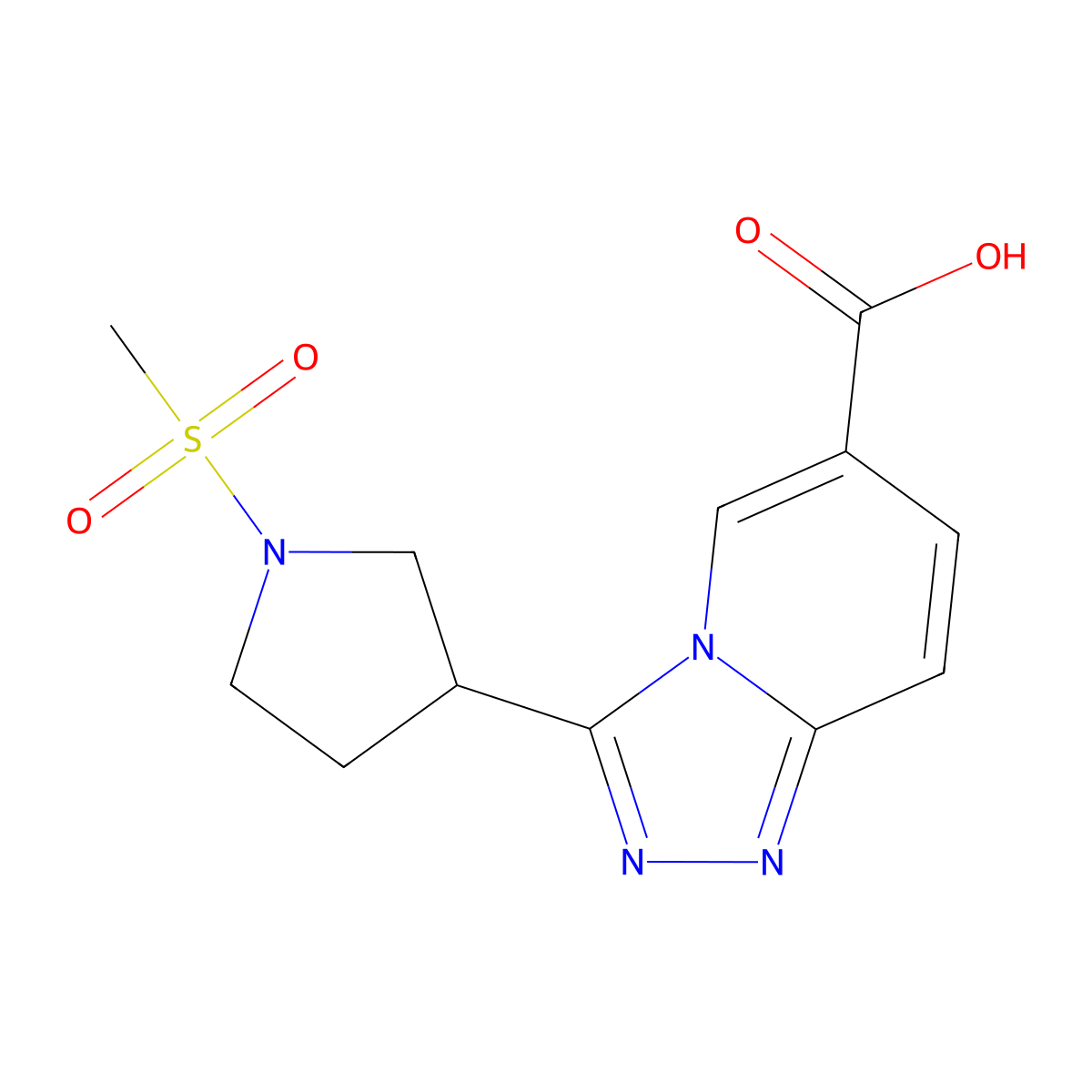 3-(1-(Methylsulfonyl)pyrrolidin-3-yl)-[1,2,4]triazolo[4,3-a]pyridine-6-carboxylic acid molecular structure, CAS 1422139-95-4