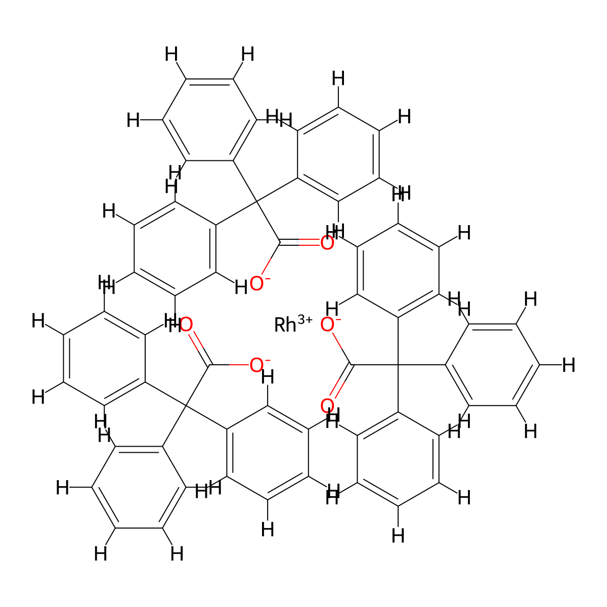 Rhodium triphenyl acetate molecular structure, CAS 142214-04-8