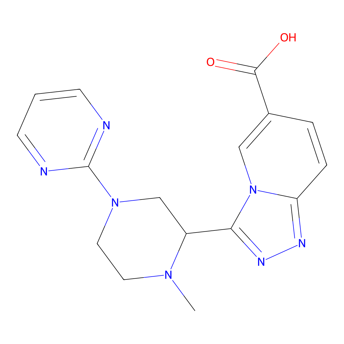3-(1-Methyl-4-(pyrimidin-2-yl)piperazin-2-yl)-[1,2,4]triazolo[4,3-a]pyridine-6-carboxylic acid molecular structure, CAS 1422140-00-8