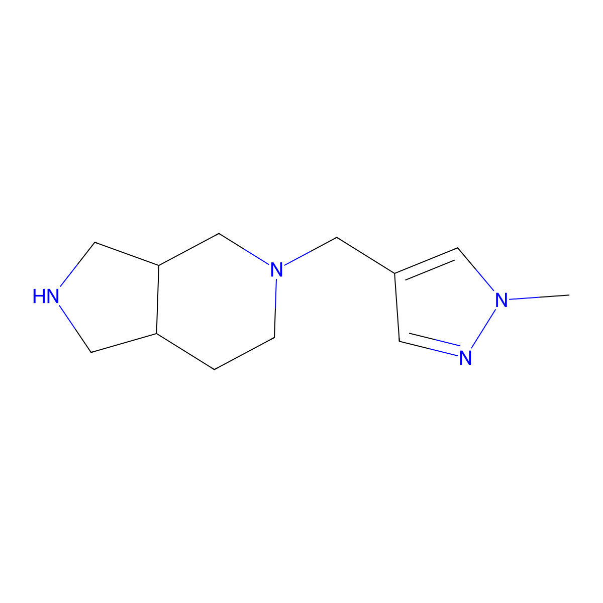 (3aS,7aS)-5-[(1-methylpyrazol-4-yl)methyl]-1,2,3,3a,4,6,7,7a-octahydropyrrolo[3,4-c]pyridine molecular structure, CAS 1422140-09-7