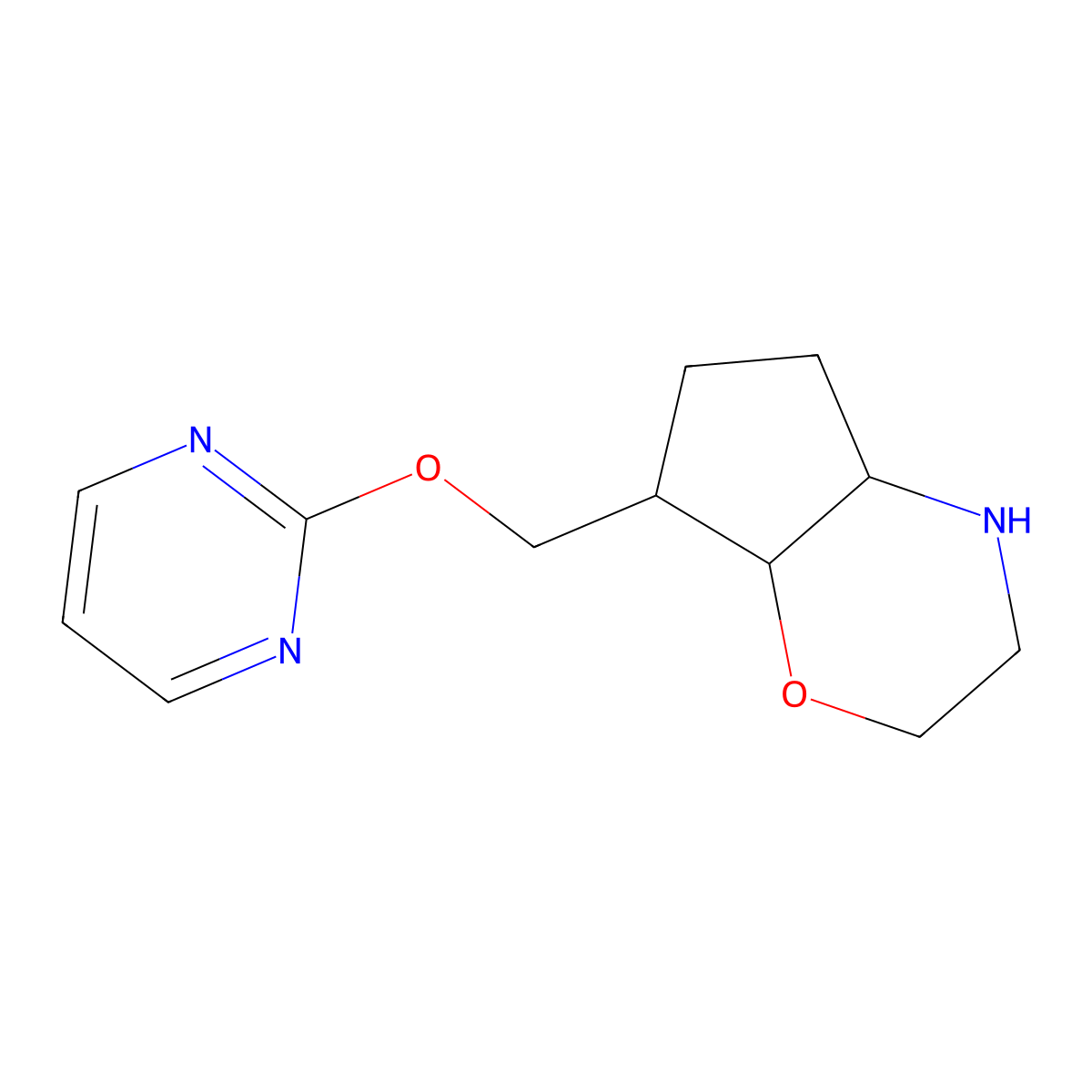7-((Pyrimidin-2-yloxy)methyl)octahydrocyclopenta[b][1,4]oxazine molecular structure, CAS 1422140-19-9
