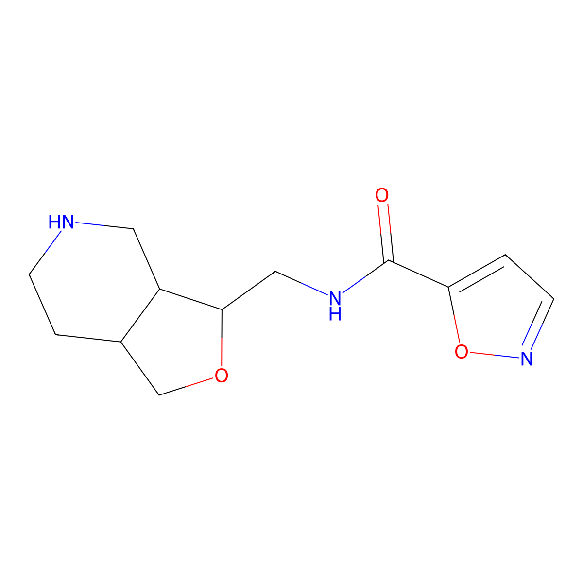 Rel-N-(((3S,3Ar,7Ar)-Octahydrofuro[3,4-C]Pyridin-3-Yl)Methyl)Isoxazole-5-Carboxamide molecular structure, CAS 1422140-28-0