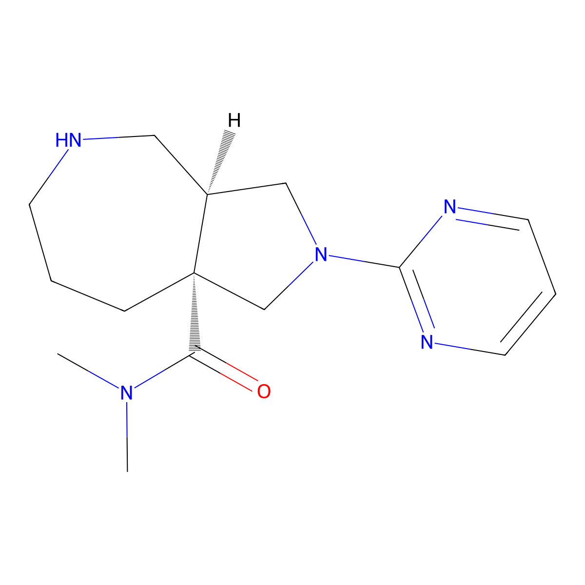 (3aS,8aR)-N,N-dimethyl-2-(pyrimidin-2-yl)decahydropyrrolo[3,4-c]azepine-8a-carboxamide molecular structure, CAS 1422140-40-6