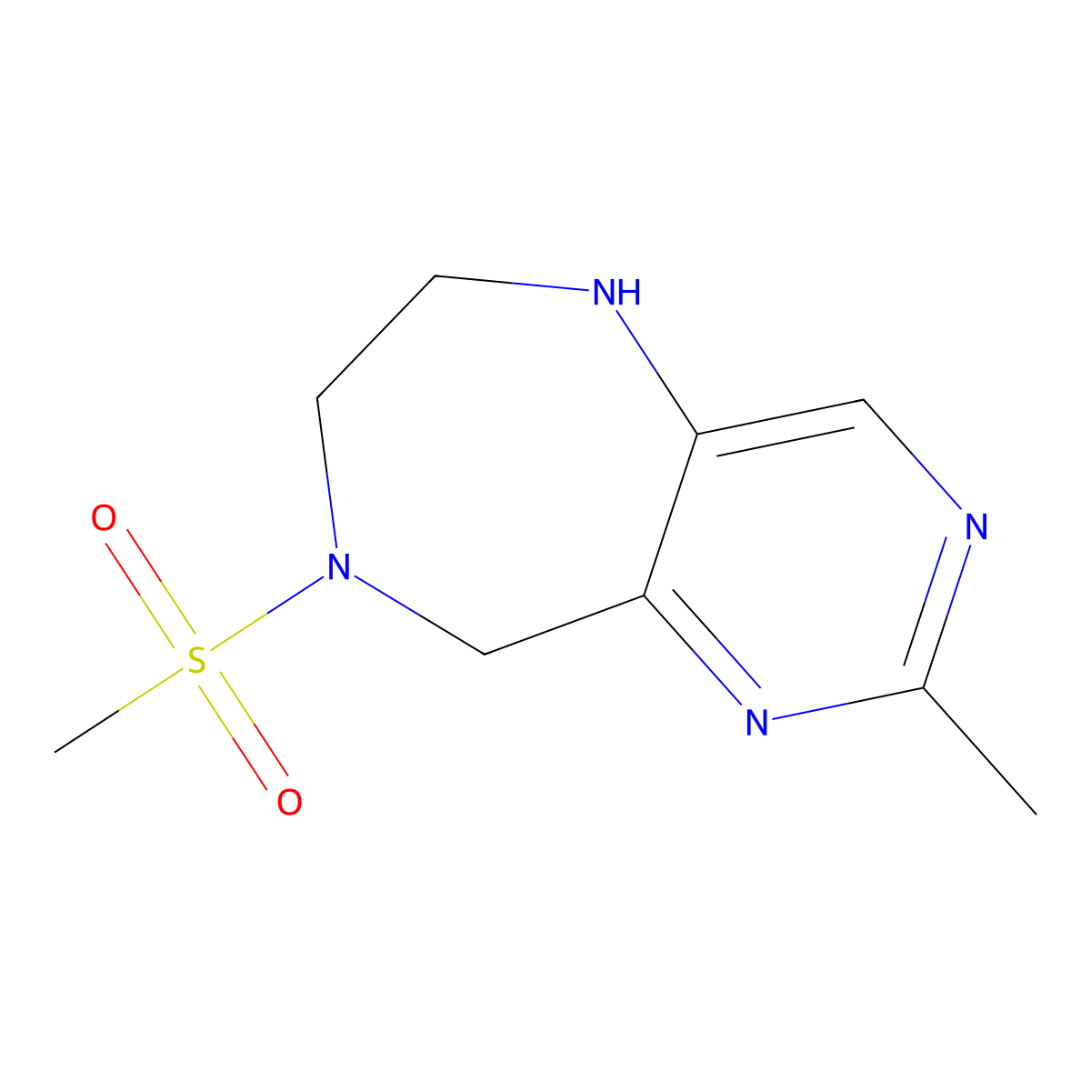 2-Methyl-8-(methylsulfonyl)-6,7,8,9-tetrahydro-5H-pyrimido[5,4-e][1,4]diazepine molecular structure, CAS 1422140-56-4