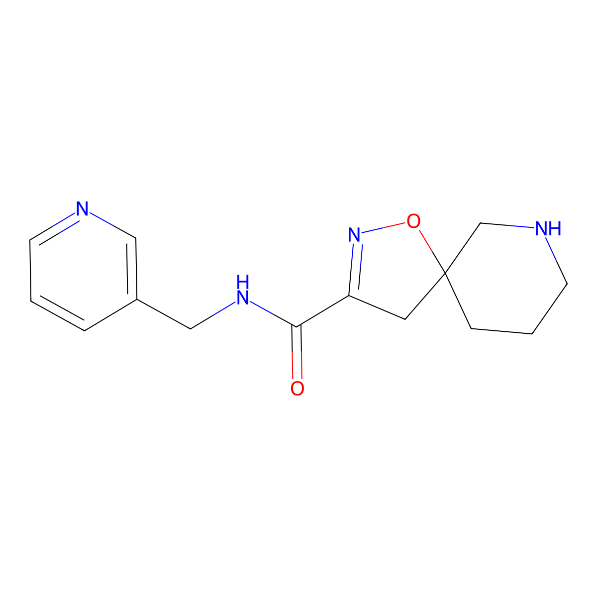 N-(Pyridin-3-ylmethyl)-1-oxa-2,7-diazaspiro[4.5]dec-2-ene-3-carboxamide molecular structure, CAS 1422140-70-2