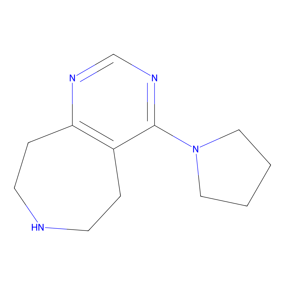 4-(Pyrrolidin-1-yl)-6,7,8,9-tetrahydro-5H-pyrimido[4,5-d]azepine molecular structure, CAS 1422140-72-4