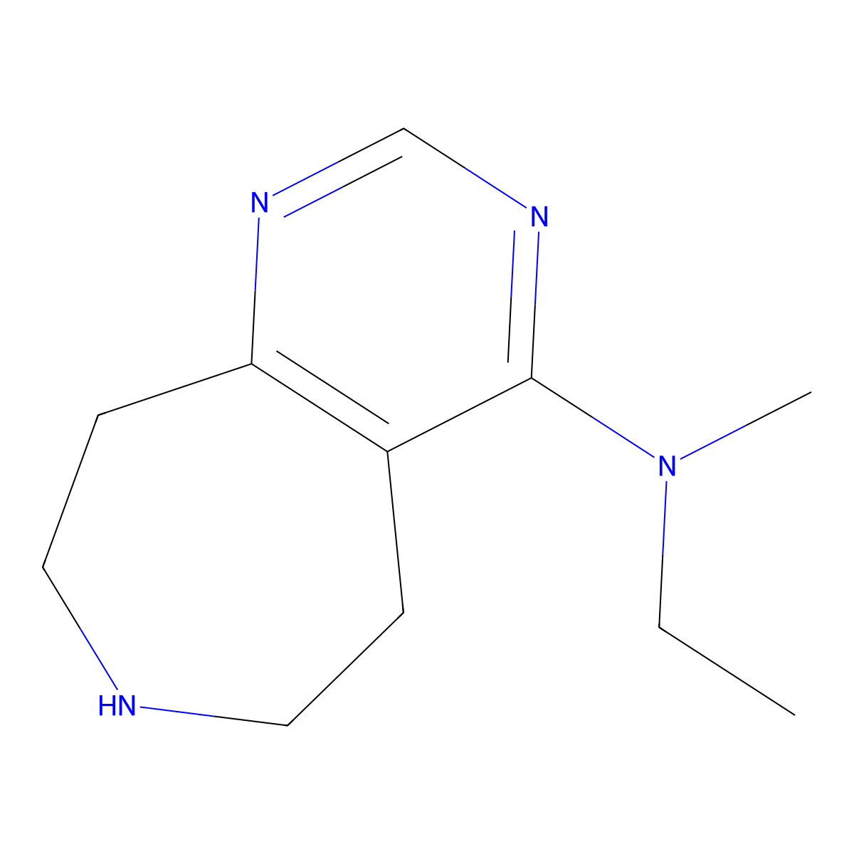 N-Ethyl-N-methyl-6,7,8,9-tetrahydro-5H-pyrimido[4,5-d]azepin-4-amine molecular structure, CAS 1422140-78-0