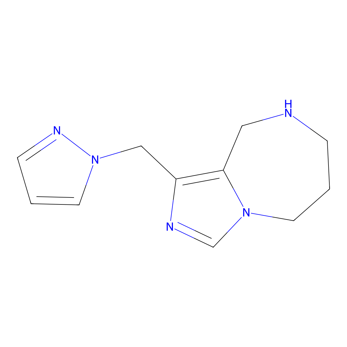 1-((1H-Pyrazol-1-Yl)Methyl)-6,7,8,9-Tetrahydro-5H-Imidazo[1,5-A][1,4]Diazepine molecular structure, CAS 1422141-07-8