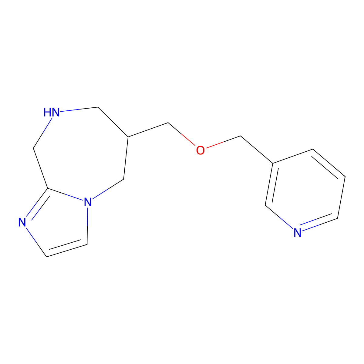 6-(pyridin-3-ylmethoxymethyl)-6,7,8,9-tetrahydro-5H-imidazo[1,2-a][1,4]diazepine molecular structure, CAS 1422141-30-7