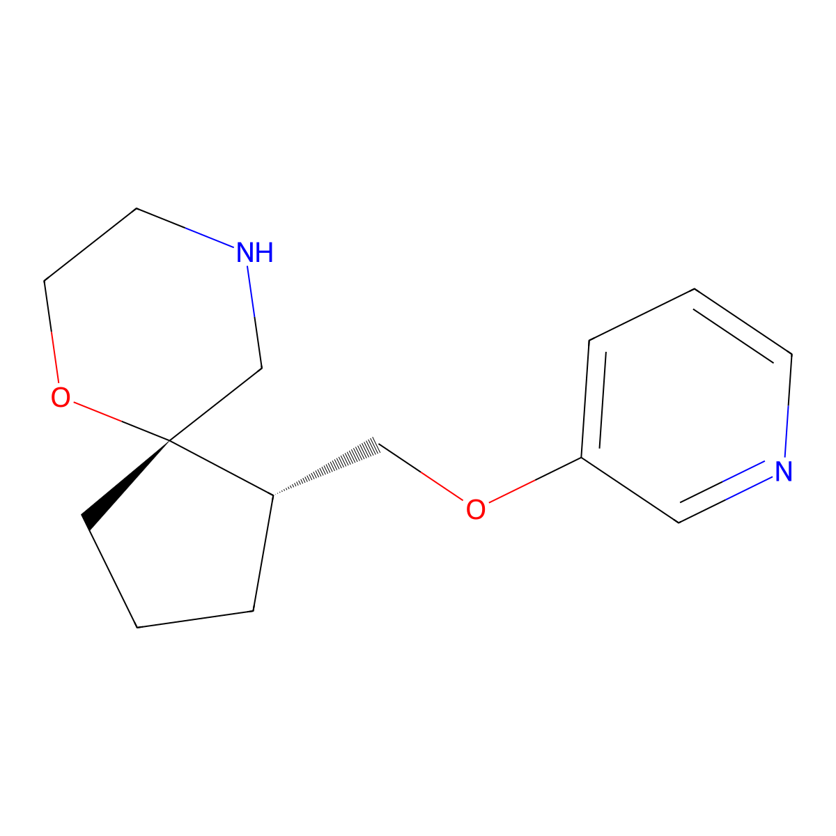 (1S,5S)-1-((pyridin-3-yloxy)methyl)-6-oxa-9-azaspiro[4.5]decane molecular structure, CAS 1422141-70-5