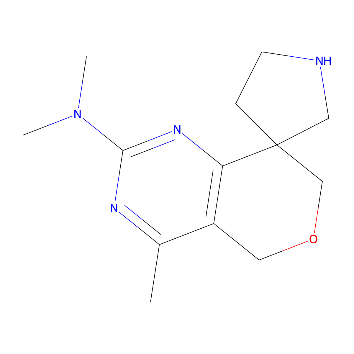 N,N,4-Trimethyl-5,7-dihydrospiro[pyrano[4,3-d]pyrimidine-8,3'-pyrrolidin]-2-amine molecular structure, CAS 1422141-78-3