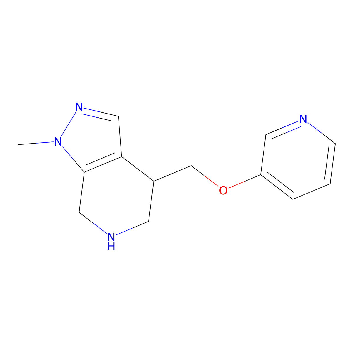1-Methyl-4-((pyridin-3-yloxy)methyl)-4,5,6,7-tetrahydro-1H-pyrazolo[3,4-c]pyridine molecular structure, CAS 1422141-81-8