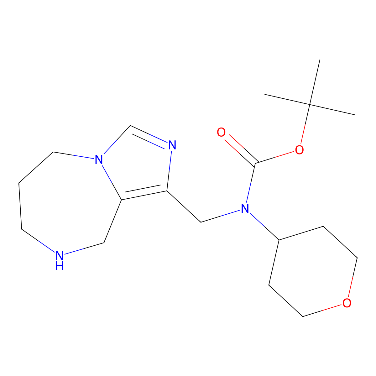 tert-Butyl (tetrahydro-2H-pyran-4-yl)((6,7,8,9-tetrahydro-5H-imidazo[1,5-a][1,4]diazepin-1-yl)methyl)carbamate molecular structure, CAS 1422141-92-1