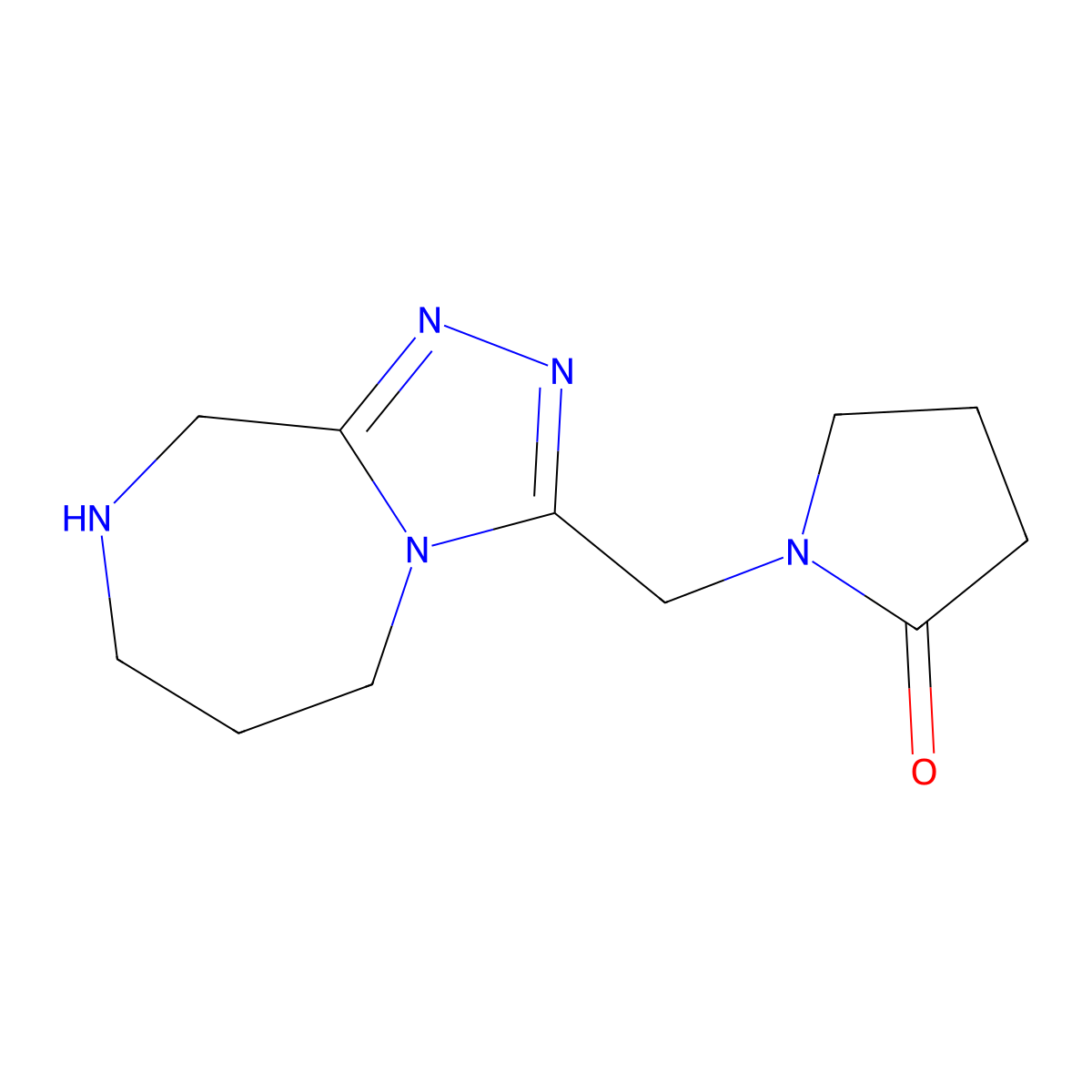 1-((6,7,8,9-Tetrahydro-5H-[1,2,4]triazolo[4,3-a][1,4]diazepin-3-yl)methyl)pyrrolidin-2-one molecular structure, CAS 1422141-95-4
