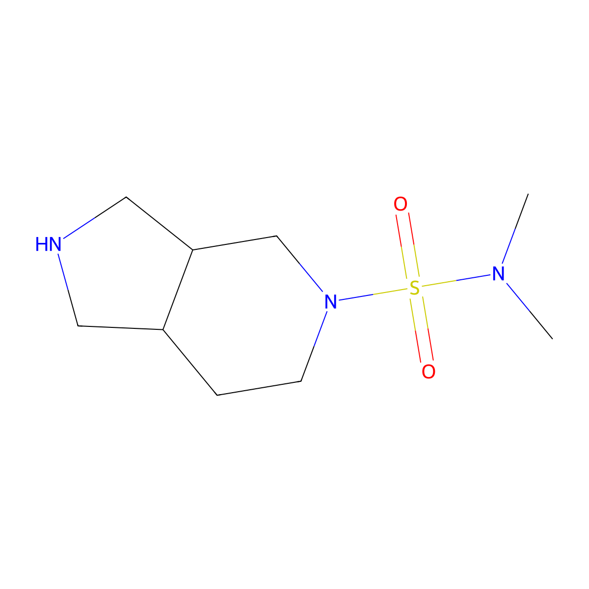 rel-(3aR,7aS)-N,N-dimethylhexahydro-1H-pyrrolo[3,4-c]pyridine-5(6H)-sulfonamide molecular structure, CAS 1422142-06-0