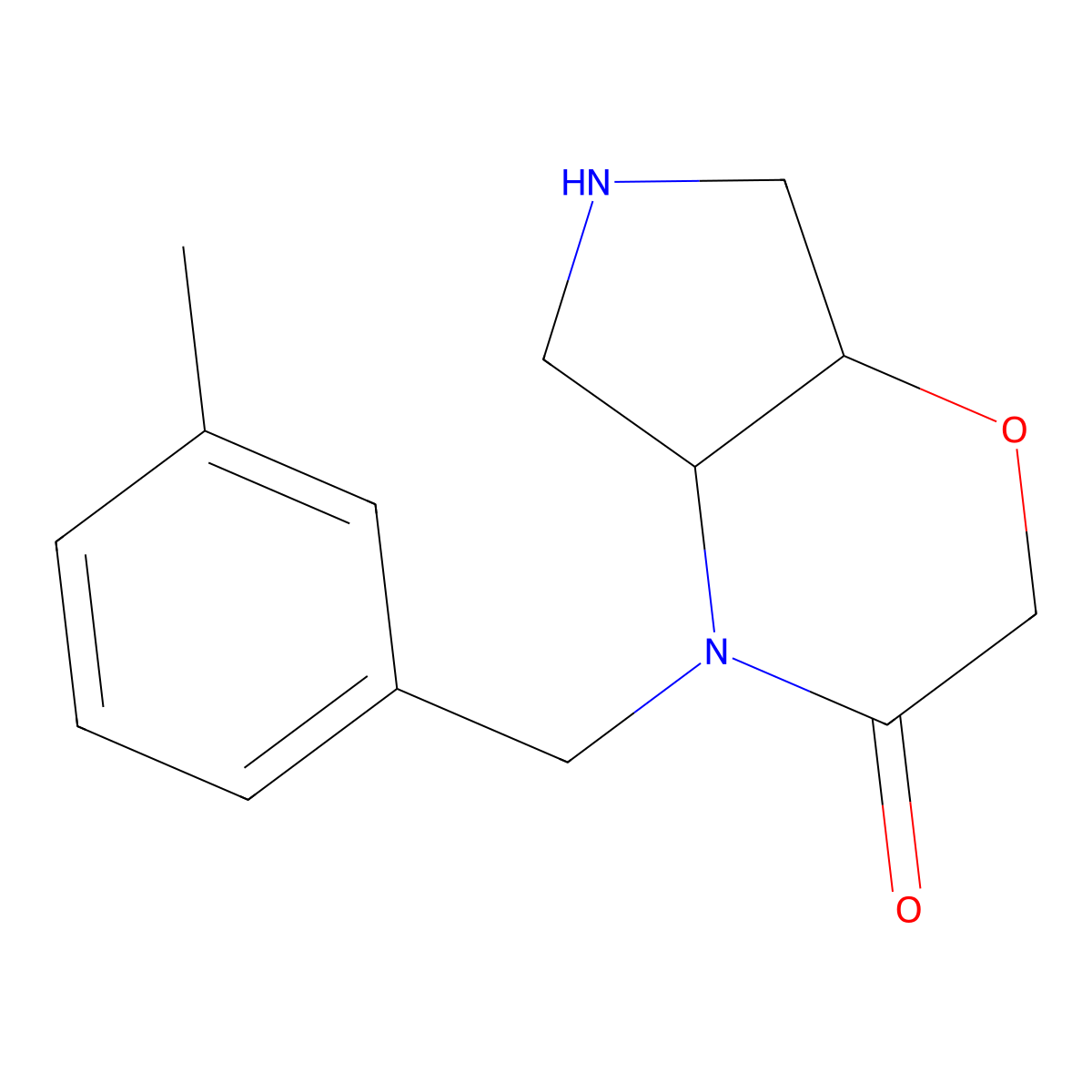 rel-(4aR,7aR)-4-(3-methylbenzyl)hexahydropyrrolo[3,4-b][1,4]oxazin-3(2H)-one molecular structure, CAS 1422142-18-4