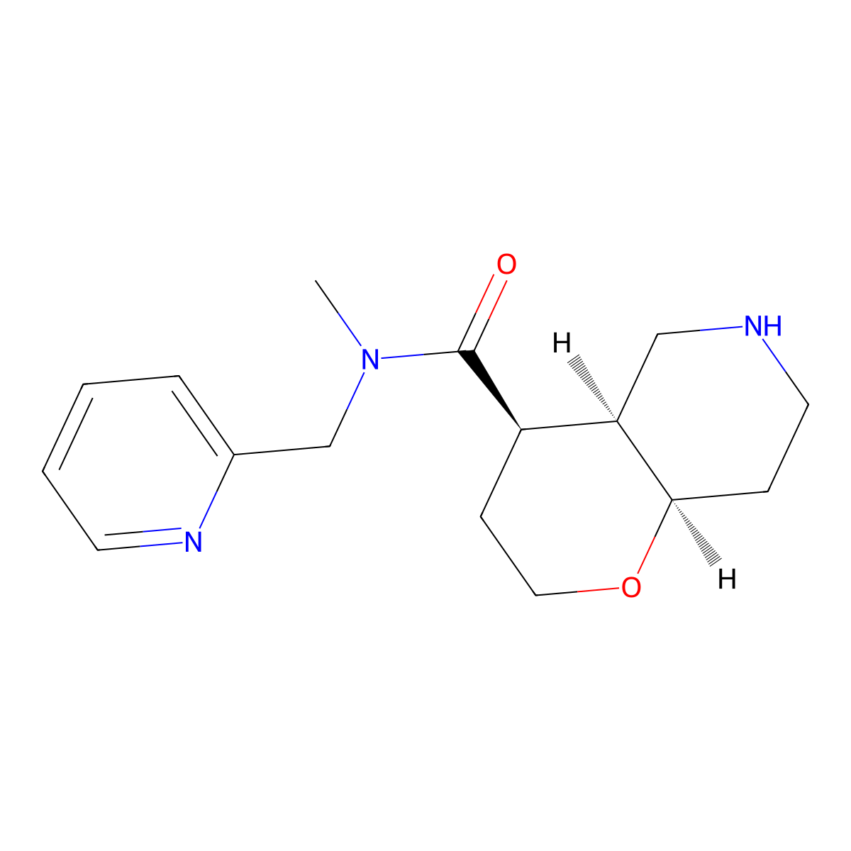rel-(4R,4aS,8aR)-N-methyl-N-(pyridin-2-ylmethyl)octahydro-2H-pyrano[3,2-c]pyridine-4-carboxamide molecular structure, CAS 1422142-31-1