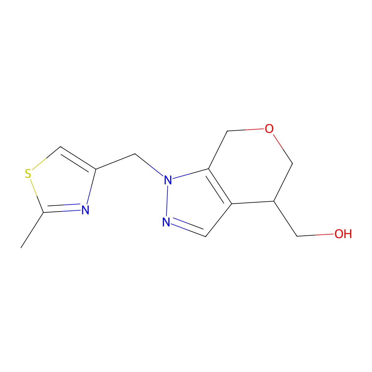 (1-((2-Methylthiazol-4-Yl)Methyl)-1,4,5,7-Tetrahydropyrano[3,4-C]Pyrazol-4-Yl)Methanol molecular structure, CAS 1422142-37-7
