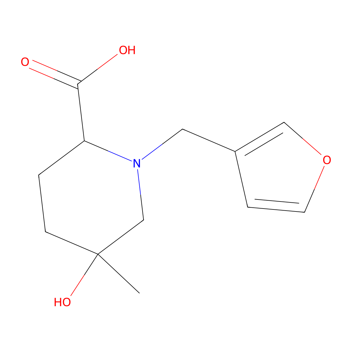 (2S,5S)-1-(furan-3-ylmethyl)-5-hydroxy-5-methylpiperidine-2-carboxylic acid molecular structure, CAS 1422142-45-7