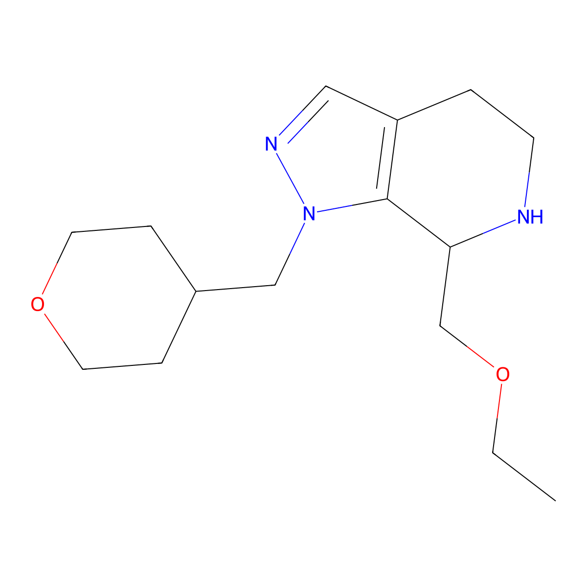 7-(Ethoxymethyl)-1-((tetrahydro-2H-pyran-4-yl)methyl)-4,5,6,7-tetrahydro-1H-pyrazolo[3,4-c]pyridine molecular structure, CAS 1422142-48-0