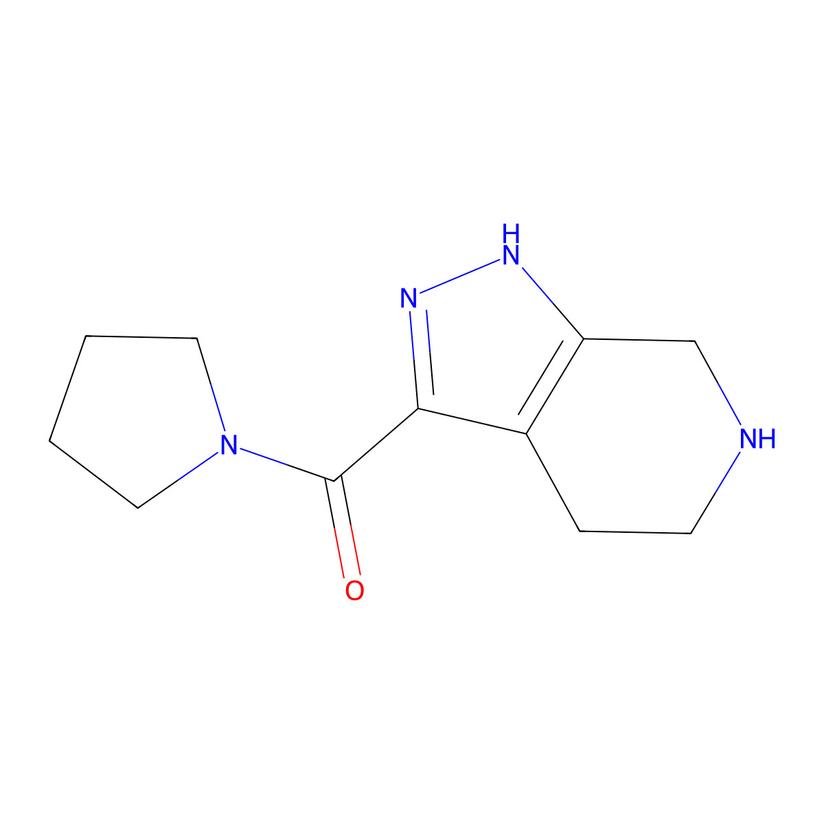 Pyrrolidin-1-yl(4,5,6,7-tetrahydro-1H-pyrazolo[3,4-c]pyridin-3-yl)methanone molecular structure, CAS 1422142-54-8