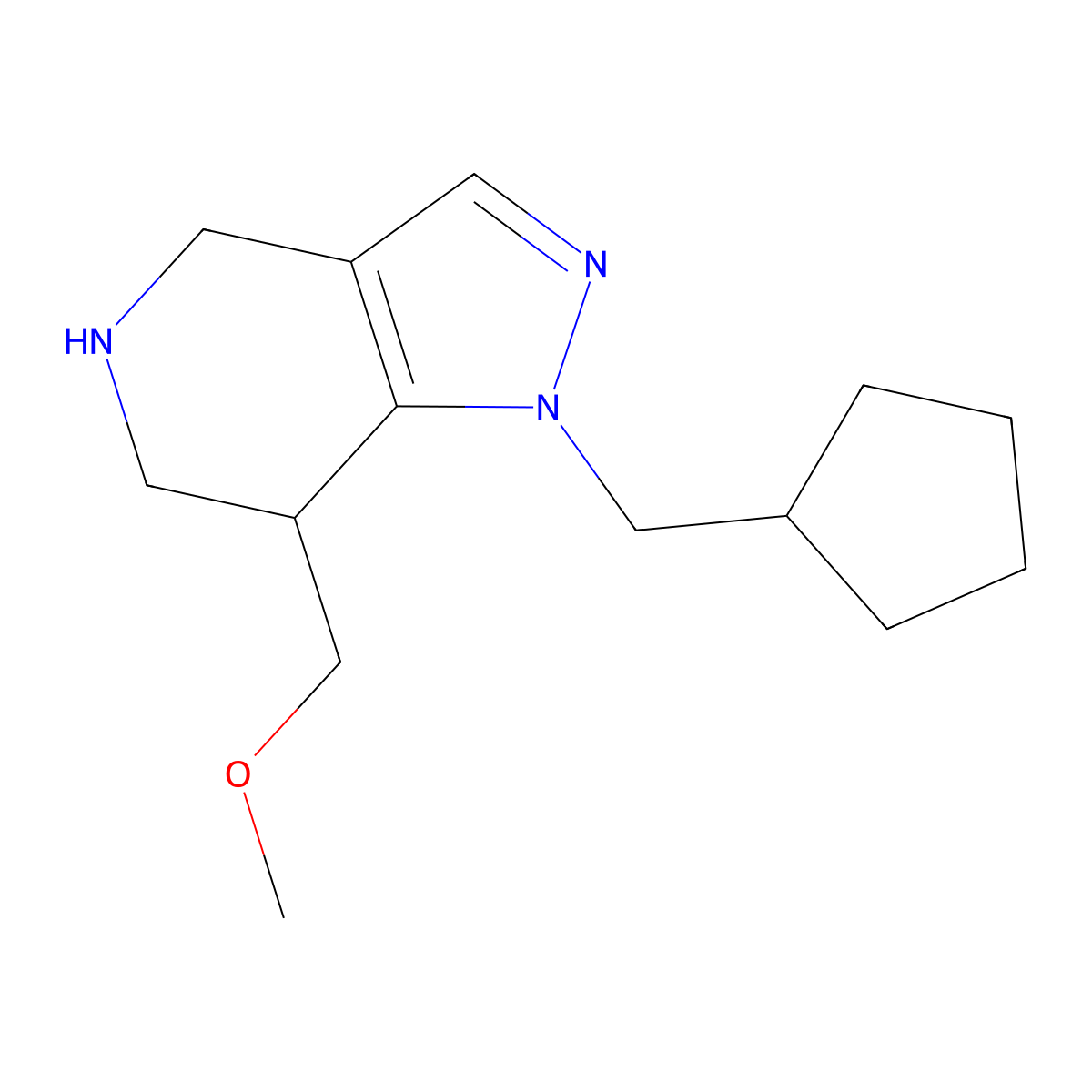 1-(Cyclopentylmethyl)-7-(methoxymethyl)-4,5,6,7-tetrahydro-1H-pyrazolo[4,3-c]pyridine molecular structure, CAS 1422142-60-6