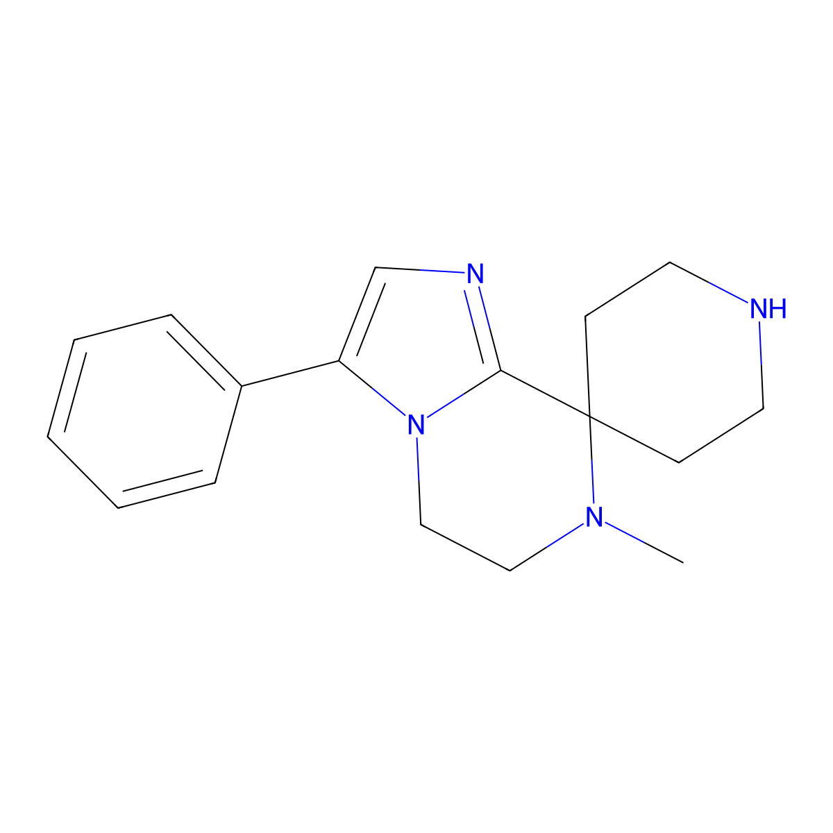 7-Methyl-3-phenyl-6,7-dihydro-5H-spiro[imidazo[1,2-a]pyrazine-8,4'-piperidine] molecular structure, CAS 1422142-90-2