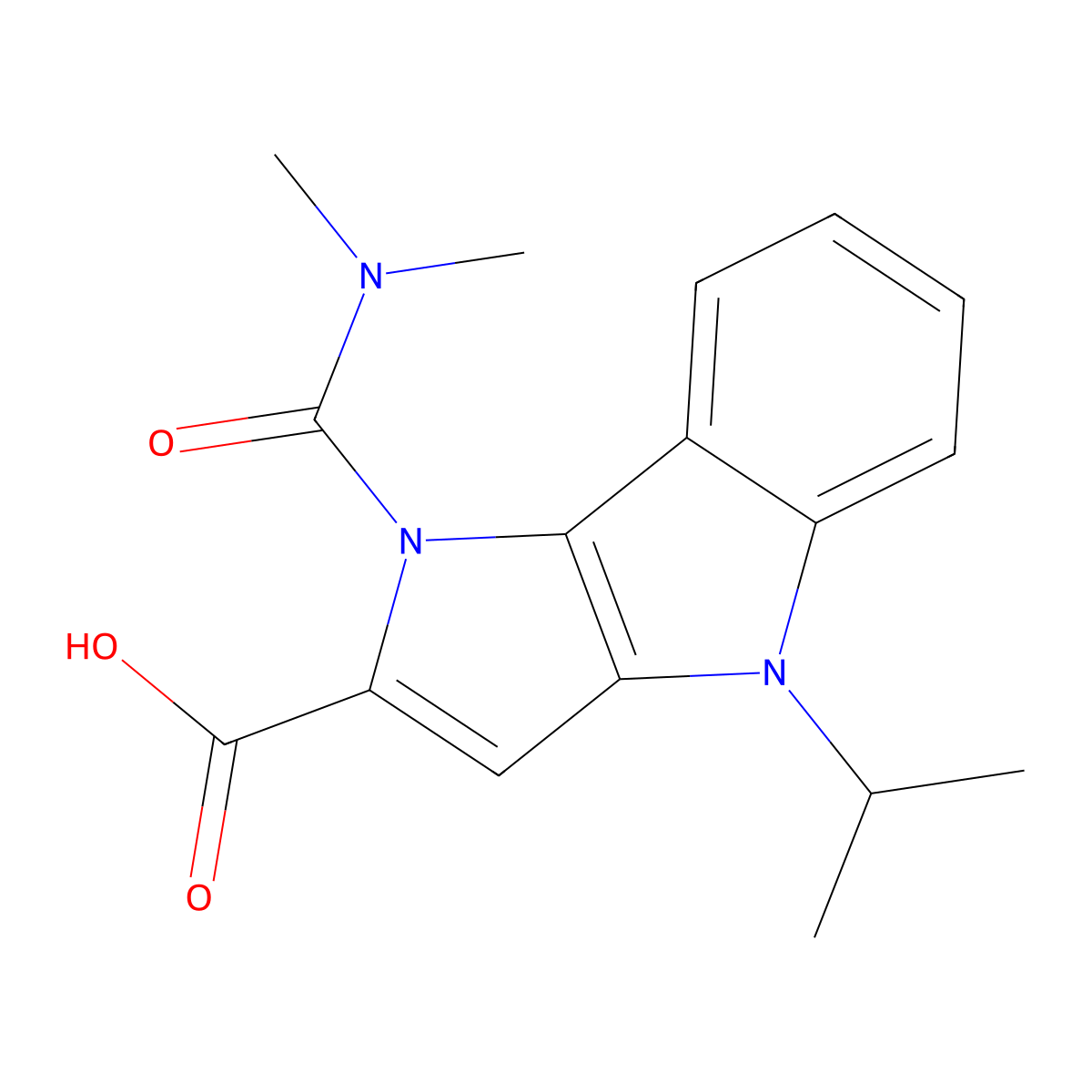 1-(Dimethylcarbamoyl)-4-Isopropyl-1,4-Dihydropyrrolo[3,2-B]Indole-2-Carboxylic Acid molecular structure, CAS 1422143-08-5
