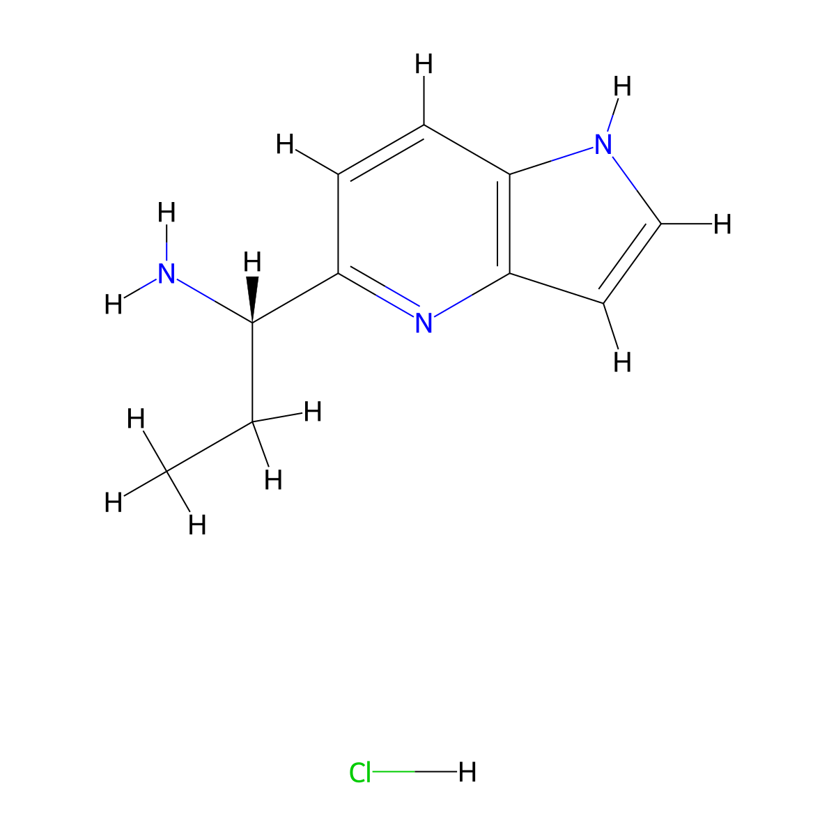 (S)-1-(1H-pyrrolo[3,2-b]pyridin-5-yl)propan-1-amine hydrochloride molecular structure, CAS 1422143-35-8