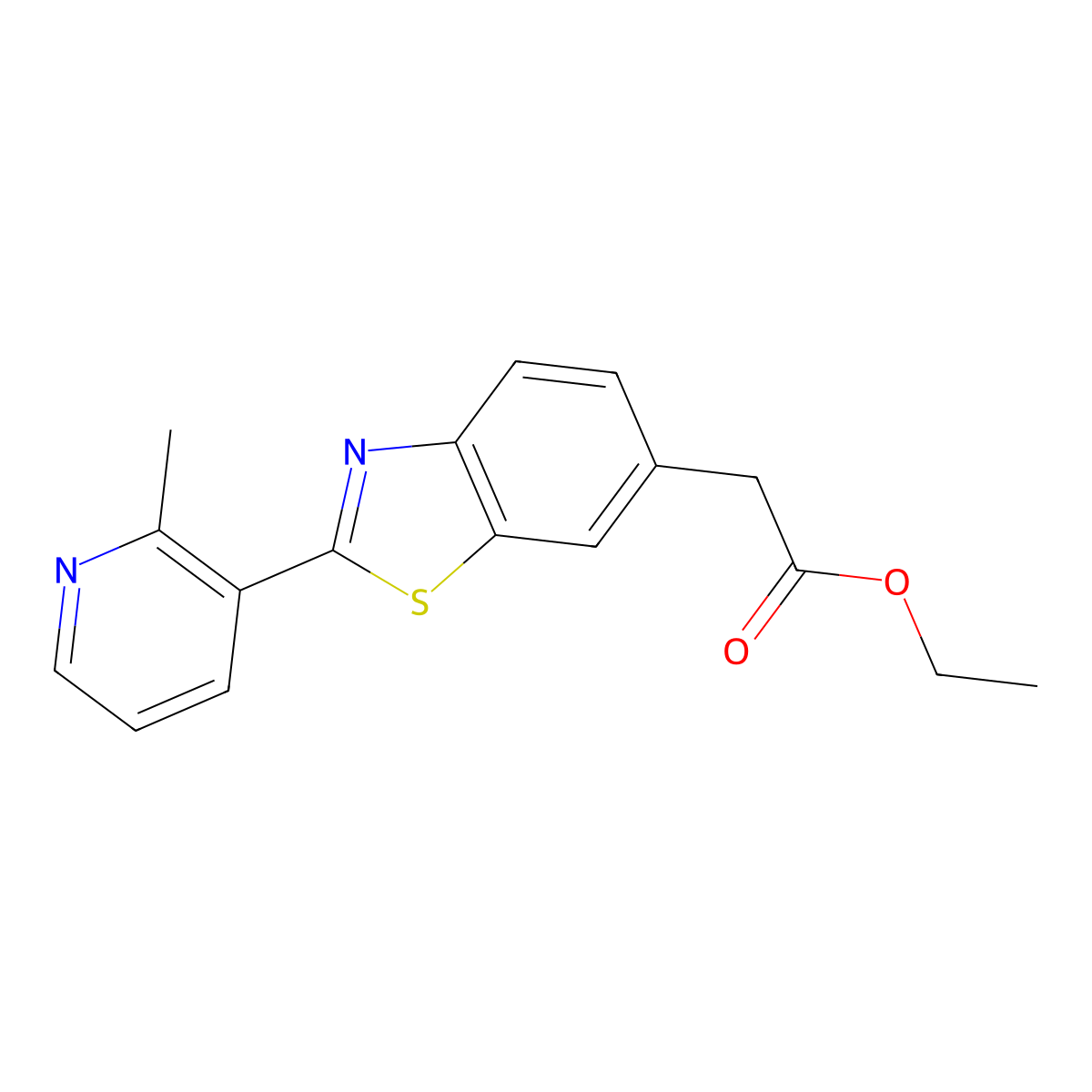 Ethyl 2-(2-(2-methylpyridin-3-yl)benzo[d]thiazol-6-yl)acetate molecular structure, CAS 1422170-06-6