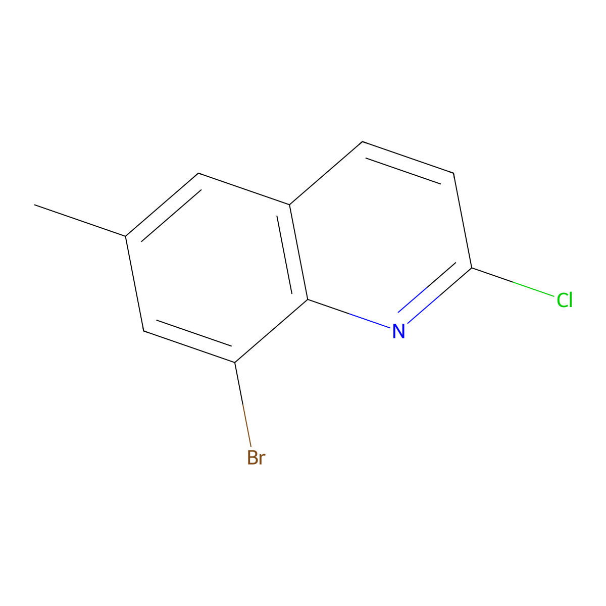 8-Bromo-2-chloro-6-methylquinoline molecular structure, CAS 142219-60-1