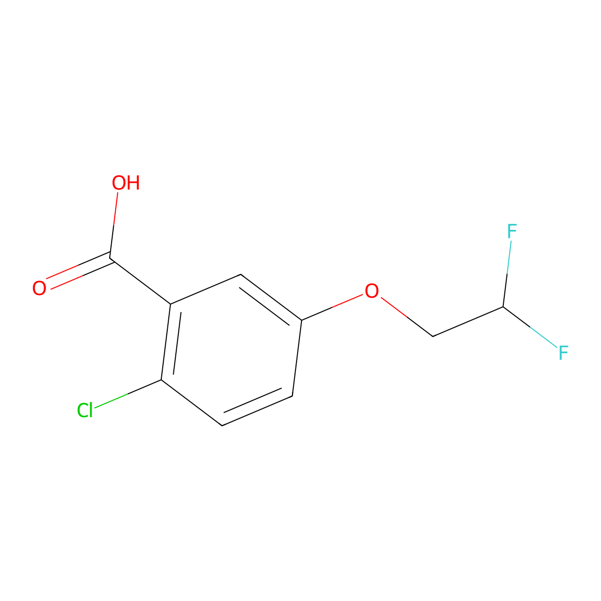 2-Chloro-5-(2,2-difluoroethoxy)benzoic acid molecular structure, CAS 1422205-90-0