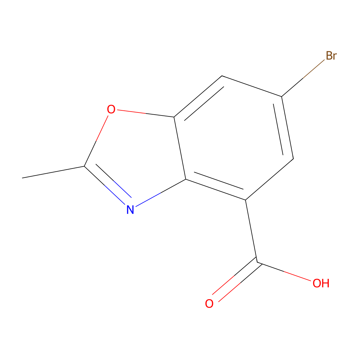 6-Bromo-2-methyl-1,3-benzoxazole-4-carboxylic acid molecular structure, CAS 1422206-15-2