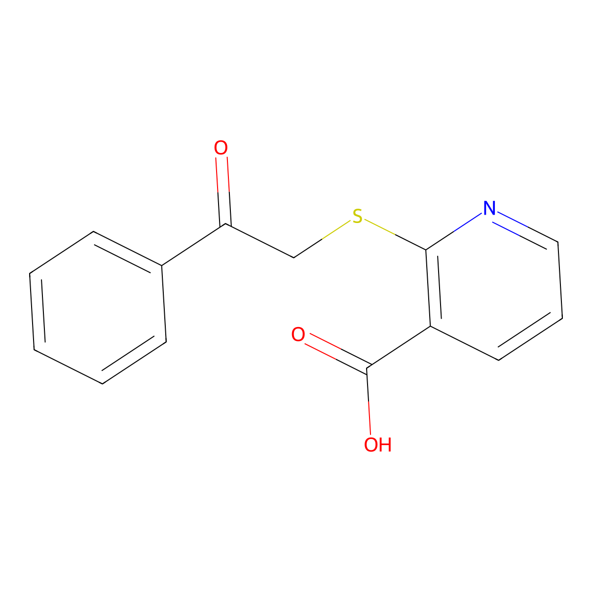 2-[(2-Oxo-2-phenylethyl)thio]nicotinic acid molecular structure, CAS 142221-23-6