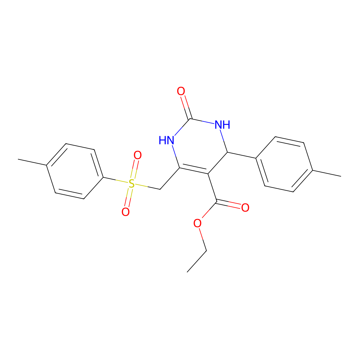 2-Oxo-4-(4-methylphenyl)-6-[[(4-methylphenyl)sulfonyl]methyl]-1,2,3,4-tetrahydropyrimidine-5-carboxylic acid ethyl ester molecular structure, CAS 1422267-03-5