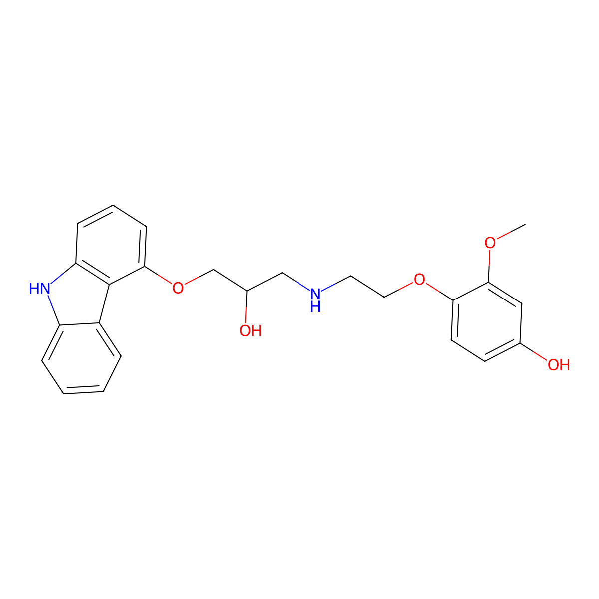 4-(2-((3-(9H-Carbazol-4-yloxy)-2-hydroxypropyl)amino)ethoxy)-3-methoxyphenol molecular structure, CAS 142227-49-4