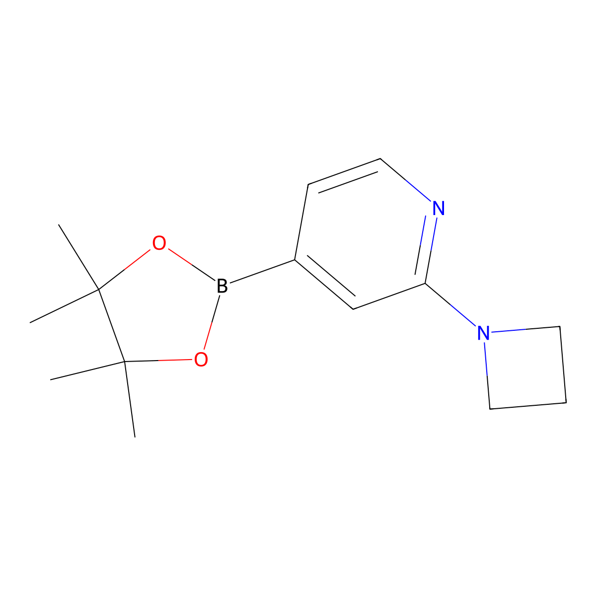 2-(Azetidin-1-yl)-4-(4,4,5,5-tetramethyl-1,3,2-dioxaborolan-2-yl)pyridine molecular structure, CAS 1422270-28-7