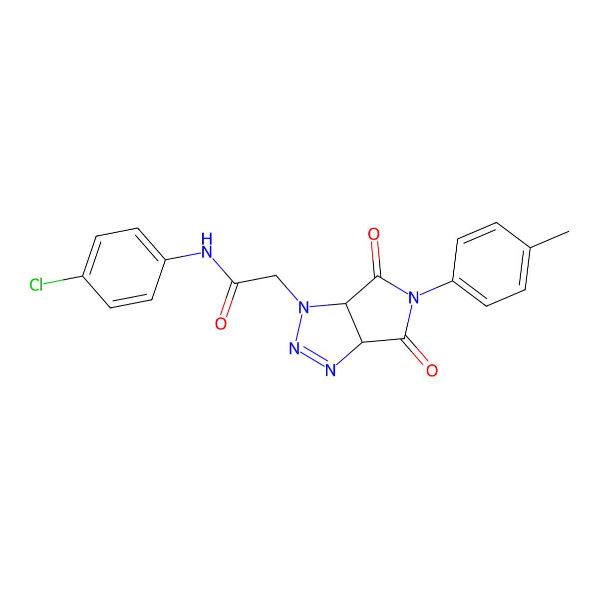 N-(4-chlorophenyl)-2-[5-(4-methylphenyl)-4,6-dioxo-4,5,6,6a-tetrahydropyrrolo[3,4-d][1,2,3]triazol-1(3aH)-yl]acetamide molecular structure, CAS 142228-86-2