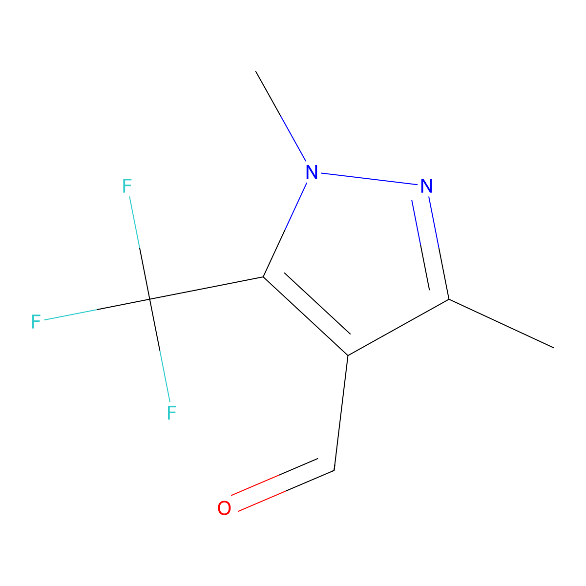 1,3-Dimethyl-5-(trifluoromethyl)-1H-pyrazole-4-carbaldehyde molecular structure, CAS 1422280-89-4