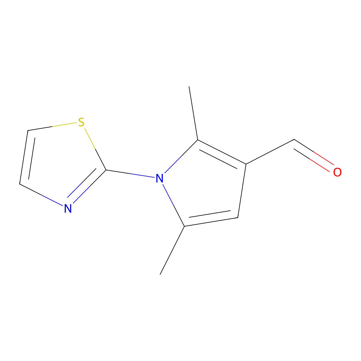 2,5-dimethyl-1-(1,3-thiazol-2-yl)-1H-pyrrole-3-carbaldehyde molecular structure, CAS 142230-96-4