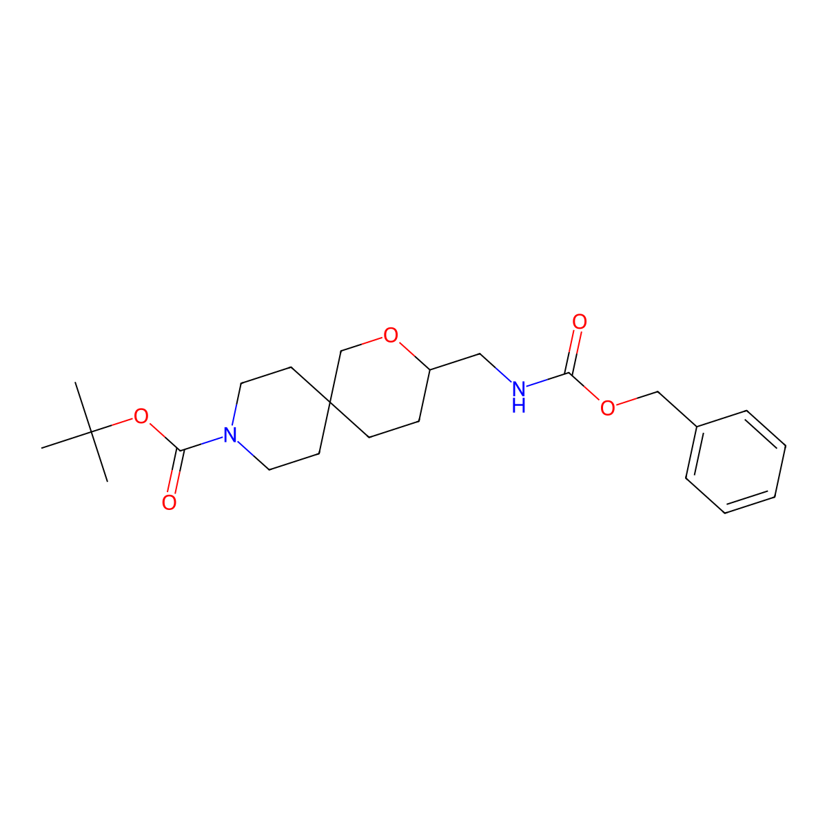 tert-Butyl 3-((((benzyloxy)carbonyl)amino)methyl)-2-oxa-9-azaspiro[5.5]undecane-9-carboxylate molecular structure, CAS 1422343-90-5