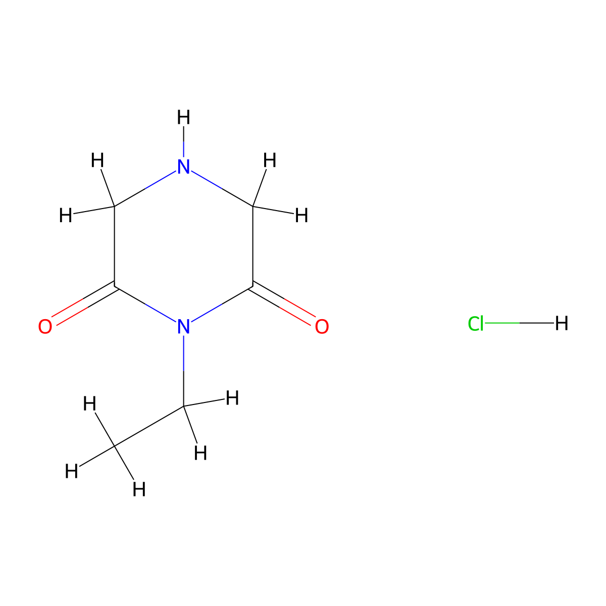 1-Ethylpiperazine-2,6-dione hydrochloride molecular structure, CAS 1422343-92-7