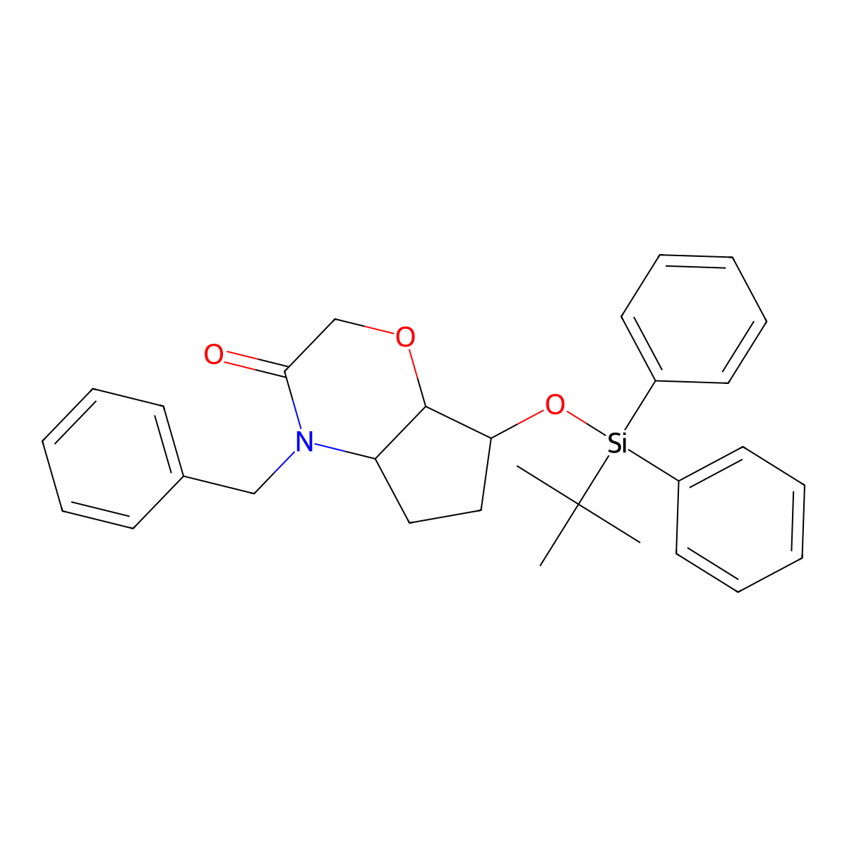 Racemic-(4aS,7S,7aR)-4-benzyl-7-(tert-butyldiphenylsilyloxy)hexahydrocyclopenta[b][1,4]oxazin-3(2H)-one molecular structure, CAS 1422343-94-9