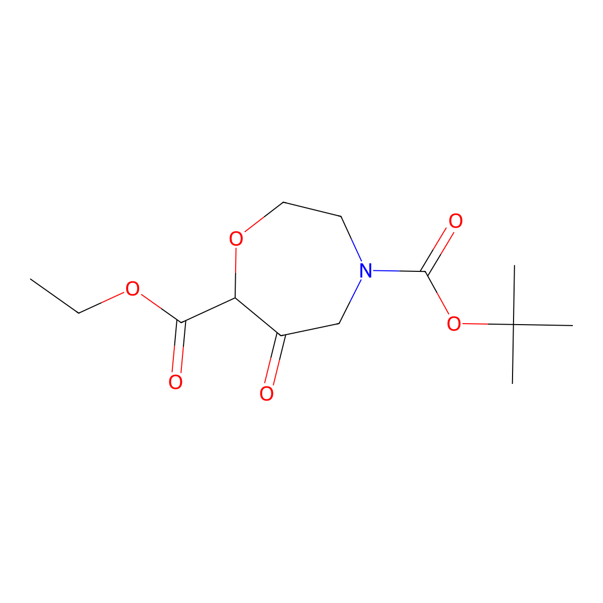 4-tert-Butyl 7-ethyl 6-oxo-1,4-oxazepane-4,7-dicarboxylate molecular structure, CAS 1422343-95-0